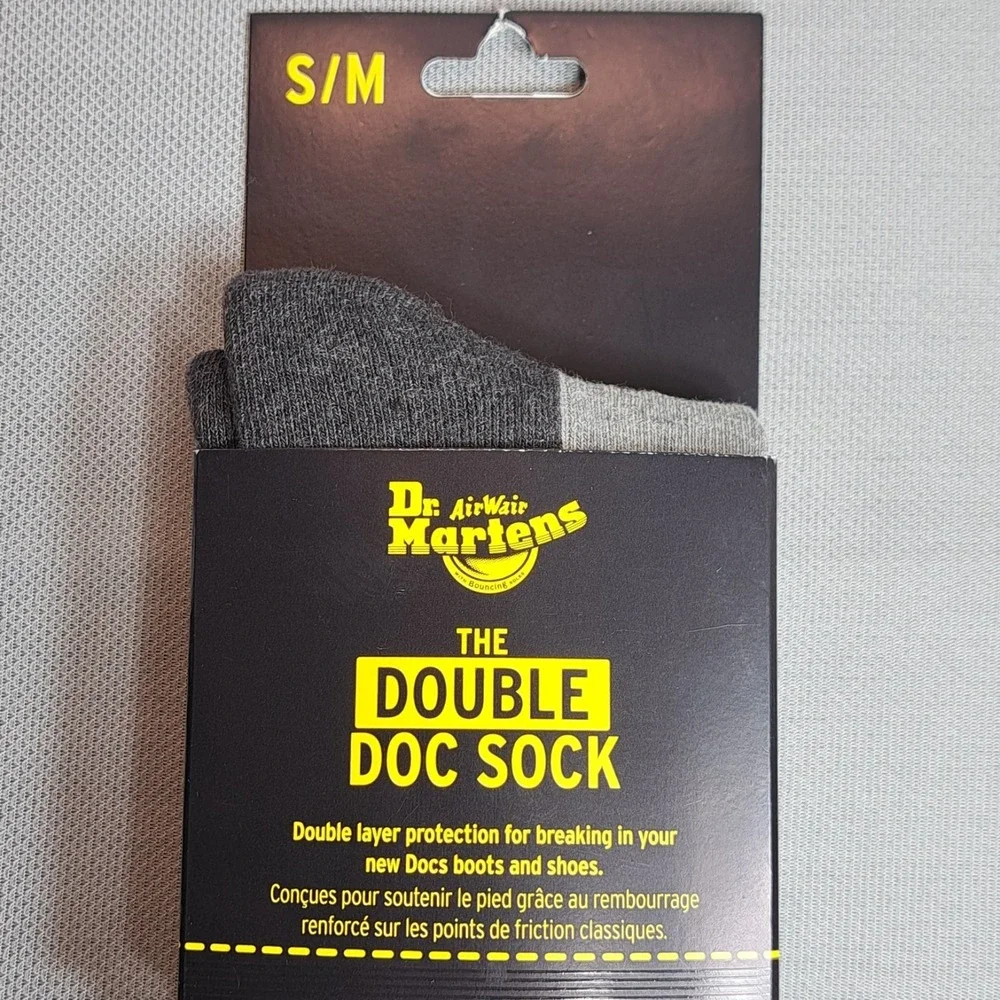 1 Pair Dr Martens Unisex‎ The Double Doc Sock Size S/M Charcoal Cotton Blend